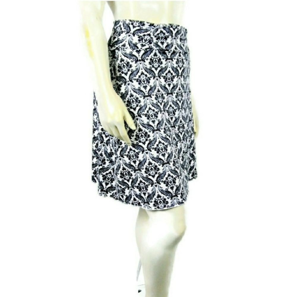TRANQUILITY XXL Plus Black White Fit Flare Skirt‎